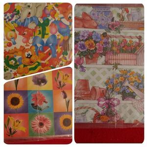 Lot of 6 pkgs Gift Wrap Sheets FLAT NEW Various Designs